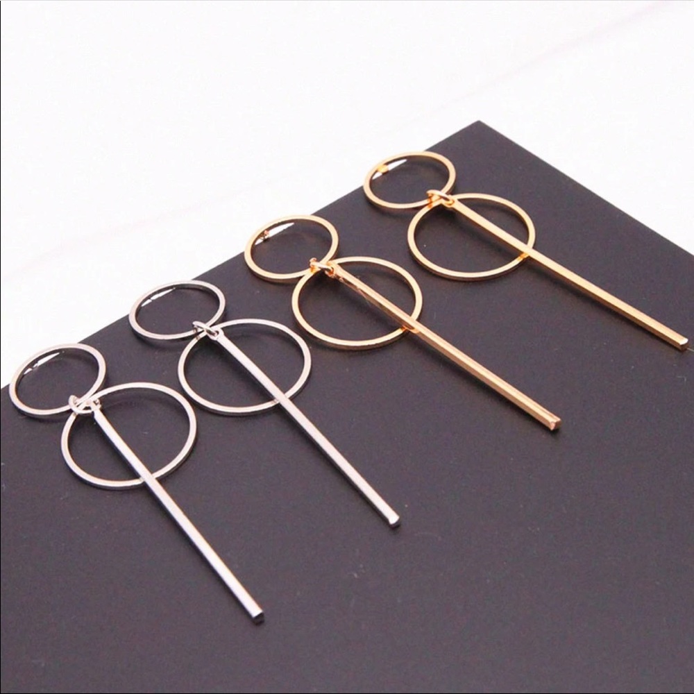 •Tristan• Double Circle Pendant Earrings - Picture 3 of 5